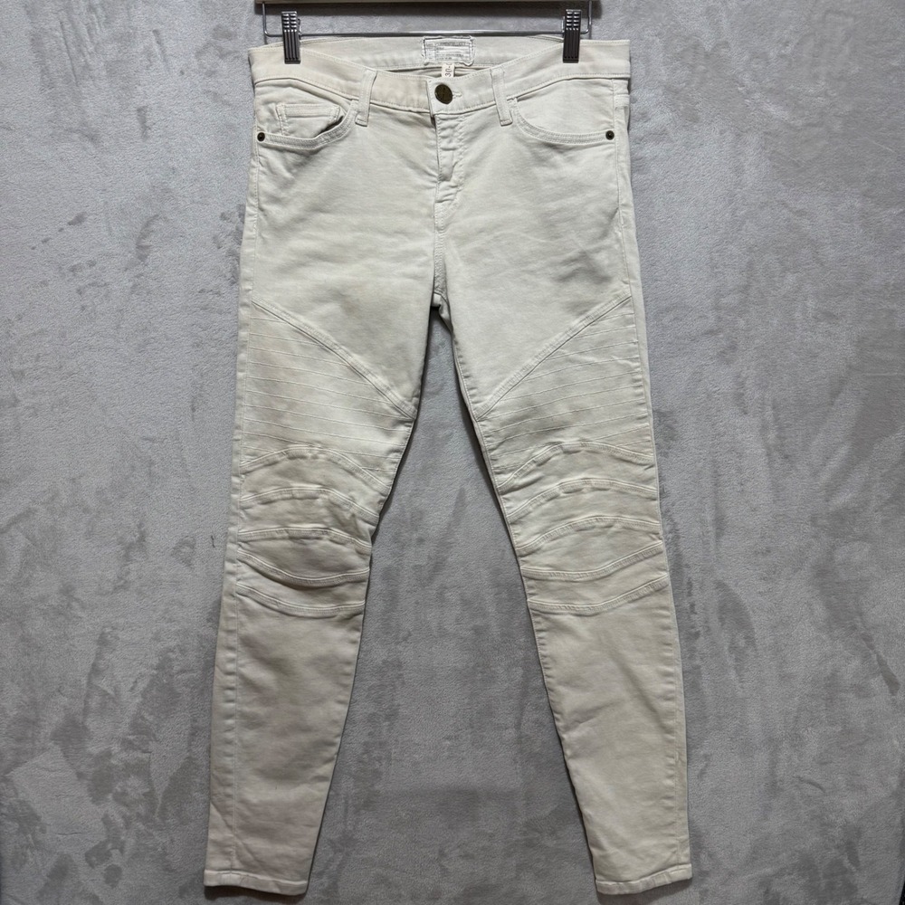 Current Elliott The Moto Ankle Skinny Jeans Dove Off White Size 30 1506-0465